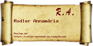 Rodler Annamária névjegykártya